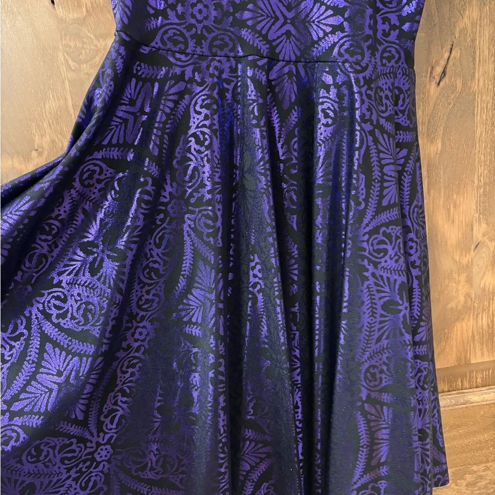 Blackmilk Reversible Geometric Floral Violet Skater Mini Dress - Picture 4 of 7
